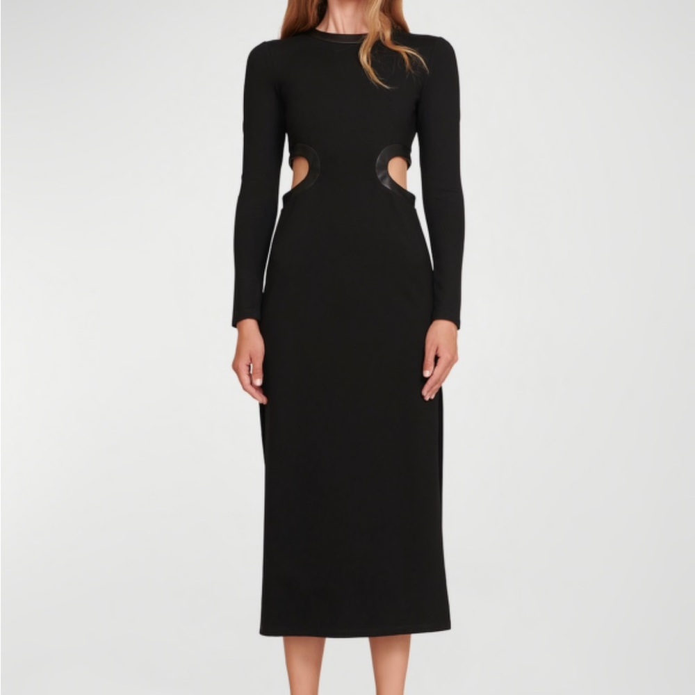 CHICCCCC STAUD Black Long Sleeve Cutout Midi Dress